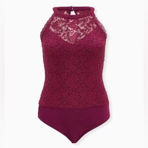 Torrid Lace High Neck Purple Bodysuit